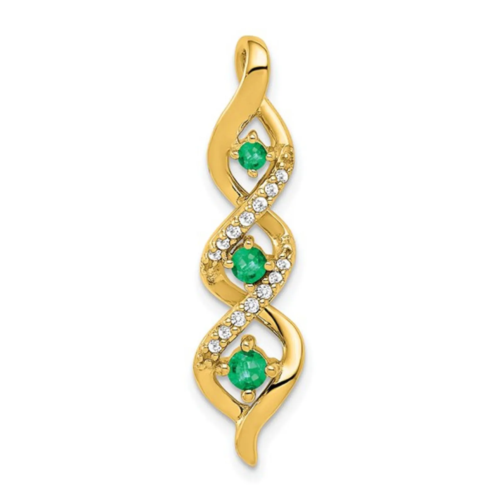 14kt Gold Yellow or White Emerald & Diamond Necklace