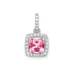 14kt White Gold Cushion Tourmaline & Diamond Halo Necklace