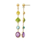 14lt Gold Citrine, Ametyst, Peridot, Bluetopaz Earrings