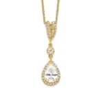 Gold Plated Tear Drop Brilliant Cut CZ Necklace