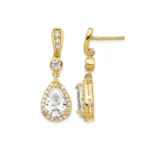 Post Dangle Brilliant Cut CZ Earrings Yellow Gold Plate