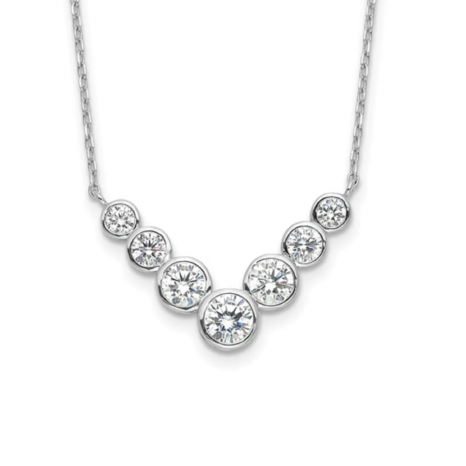 Sterling-Silver-Bezel-Set-CZ-necklace-7-stones