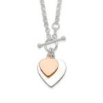 Sterling Silver Rose Gold Plated Heart Toggle18