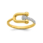 Sterling Silver Gold Tone CZ Fancy Ring