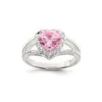 Sterling Silver Pink CZ Heart Ring