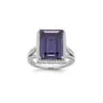 Sterling Silver Blue Crystal Ring with CZ Stones