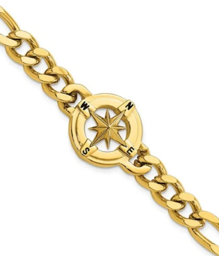 Yellow Gold Plated Compass Nautical Bracelet