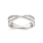 Sterling Silver Polished White CZ Fancy Crossed Ring